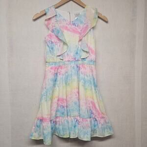 Blush by Us Angels colorful tie-dye fit and flare dress for girls size 8